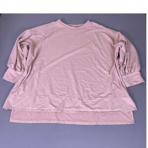 EVRI Sweatshirt Womens Plus 3X Lavender Pink Oversized French Terry High-Low Hem